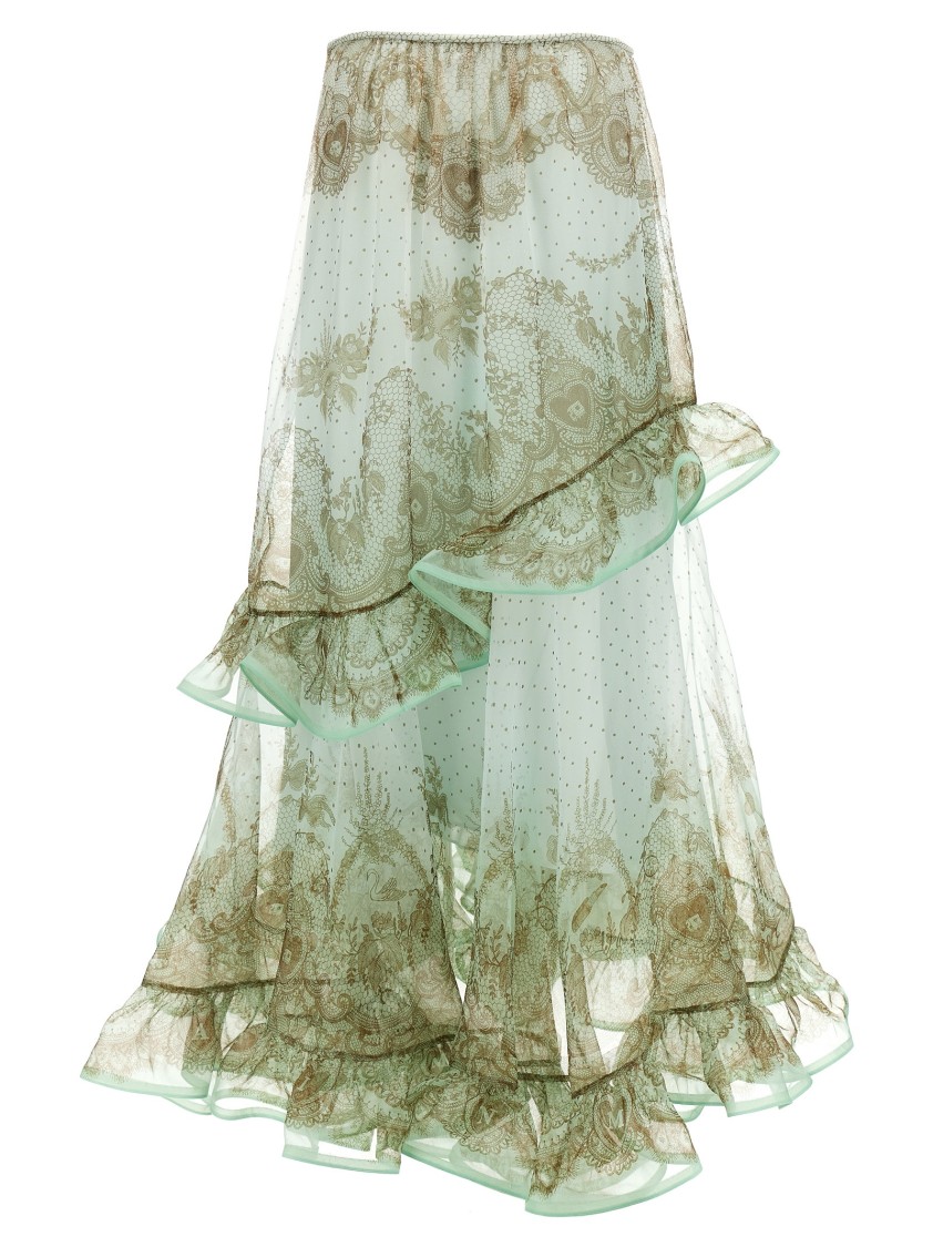 Zimmermann Green Crush Flutter Maxi Skirt