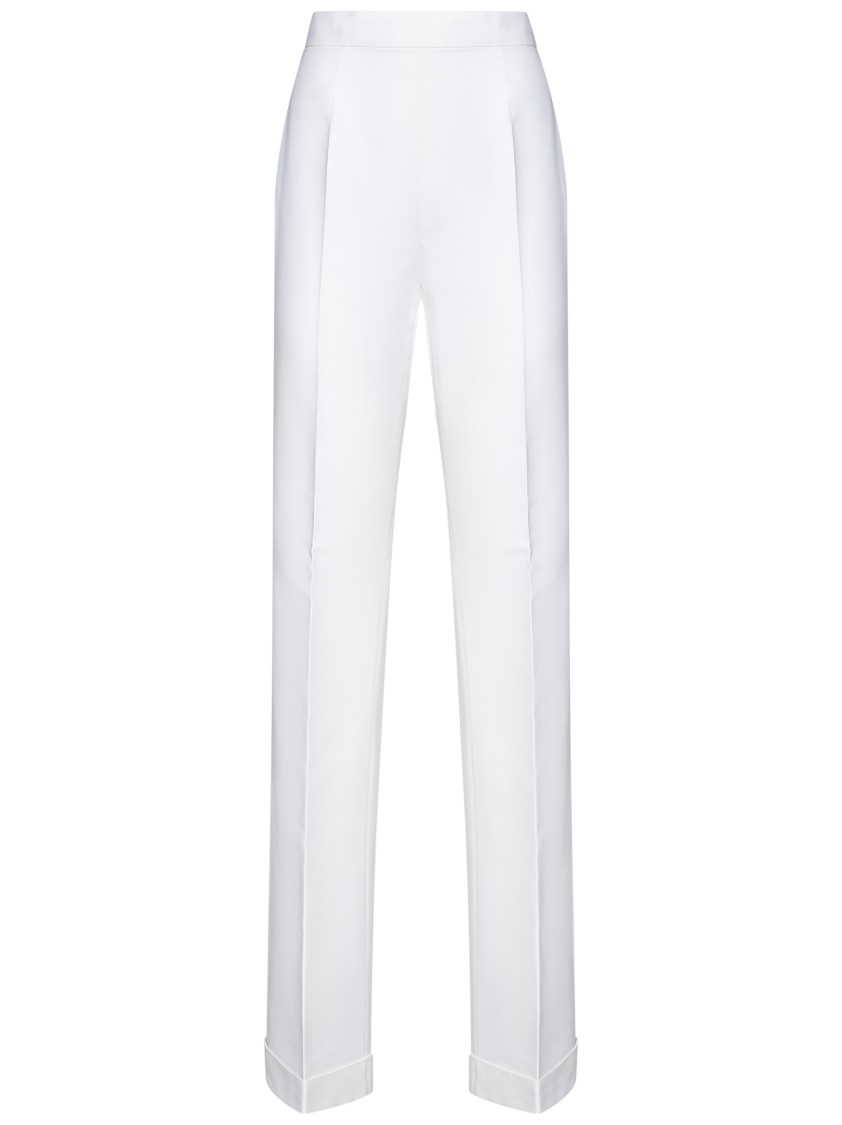 Dsquared2 Silk And Cotton Blend Trousers With Ironed Crease In White