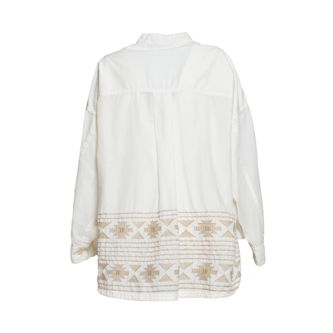 Shop Bazar Deluxe Cream Cotton Shirt With Embroidery And Sequins