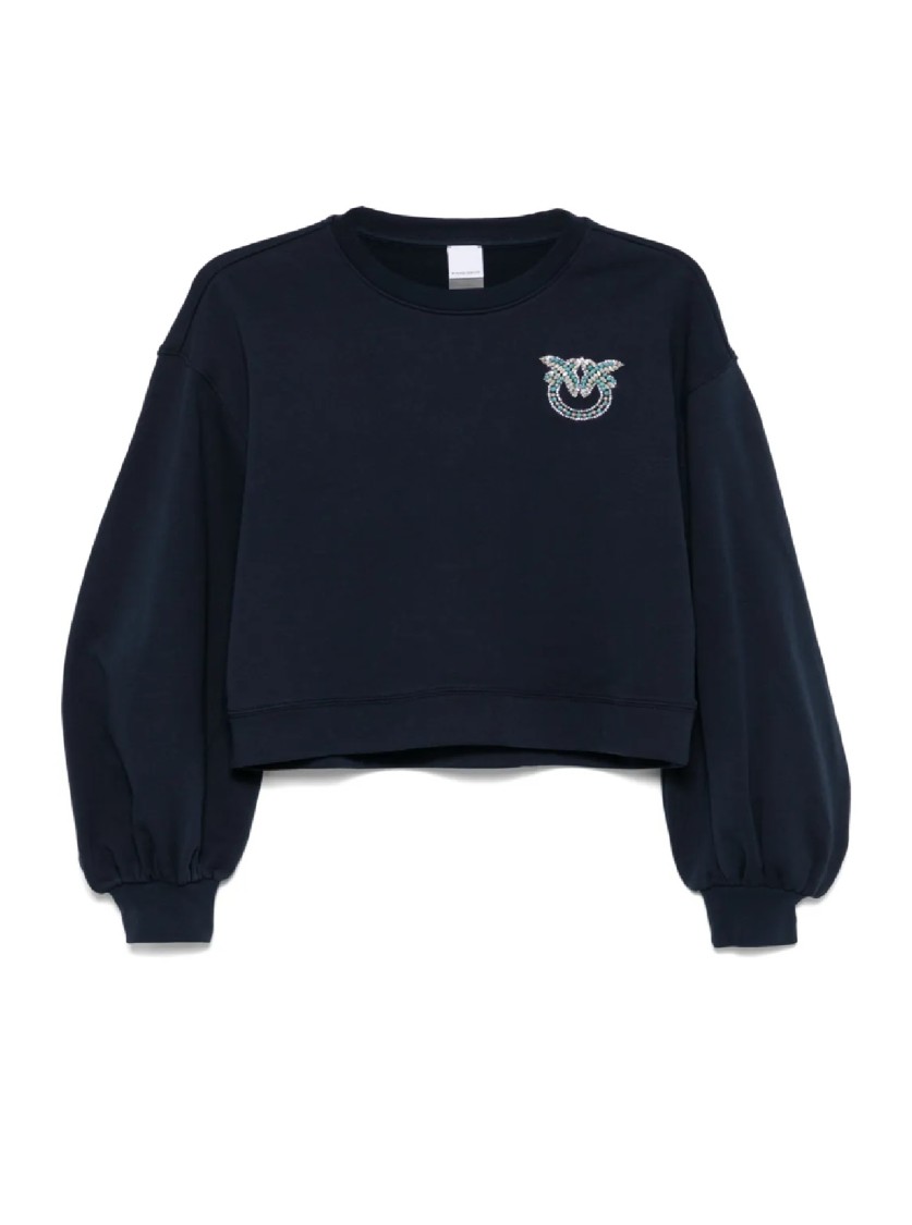 Shop Pinko Cropped Sweatshirt With Voluminous Sleeves
