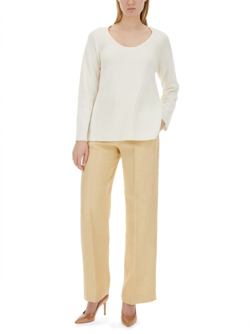 FABIANA FILIPPI FABIANA FILIPPI V-NECK SWEATER WITH RIBBED TEXTURE AND SIDE SLITS