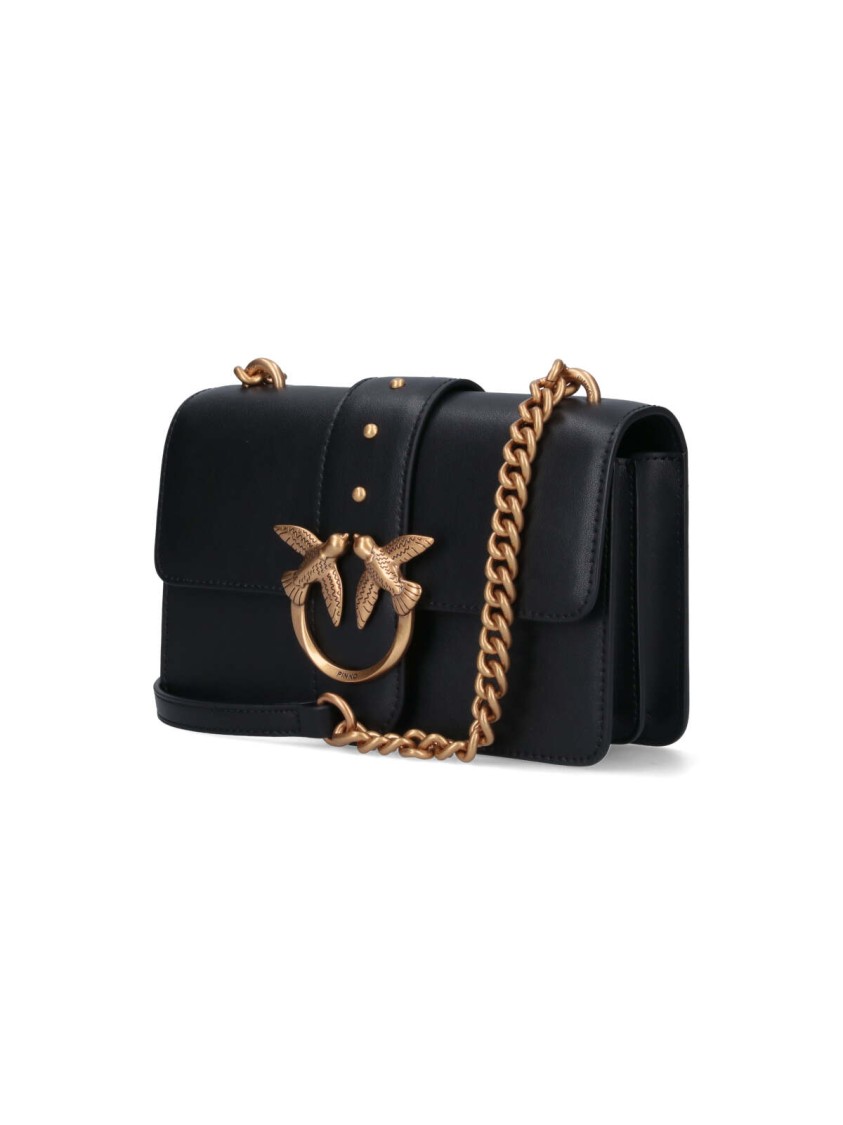 Pinko Mini Love Bag Soft Shoulder Bag In Leather