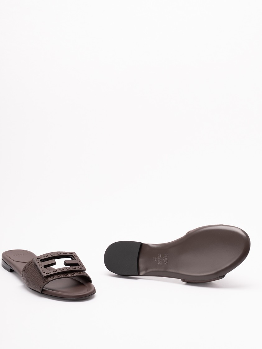 Fendi `ff` Slides In Brown