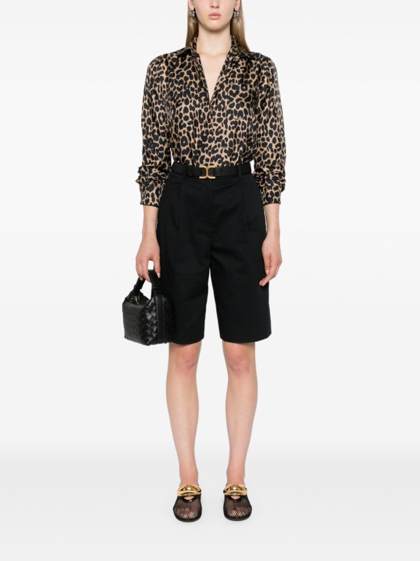 Max Mara Seidenhemd Mit Leoparden-print In Brown