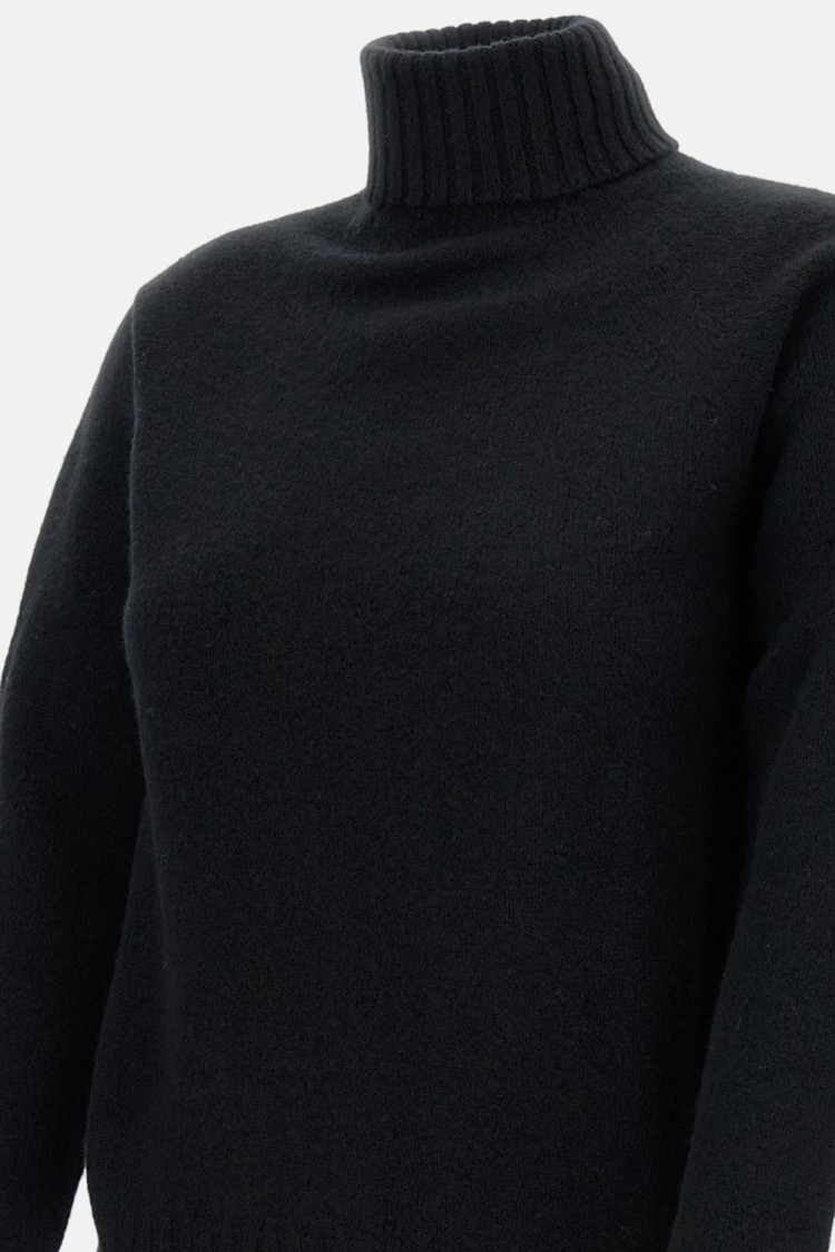 Drumohr Ribbed Turtleneck Wool Sweater In Black