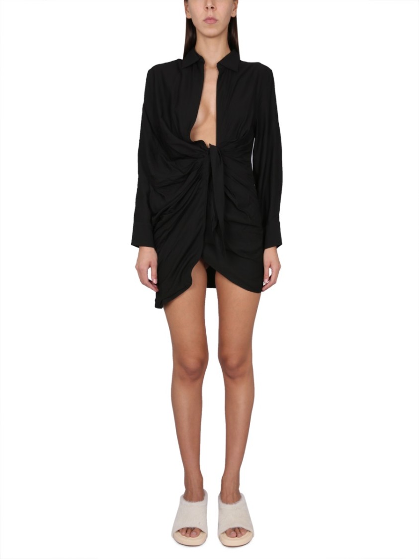 Jacquemus Elegant Viscose Blend Dress In Black