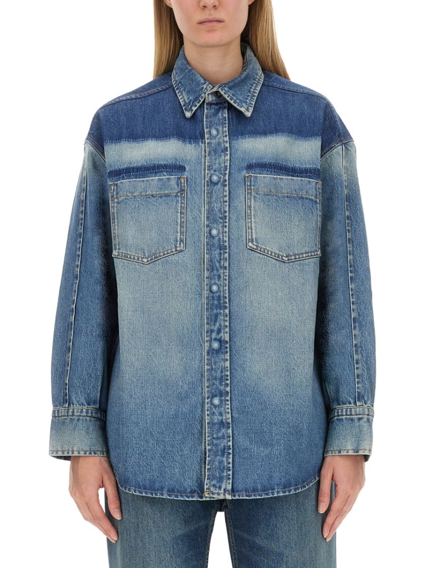 Victoria Beckham Women Camicia In Denim Schiarito In Blue