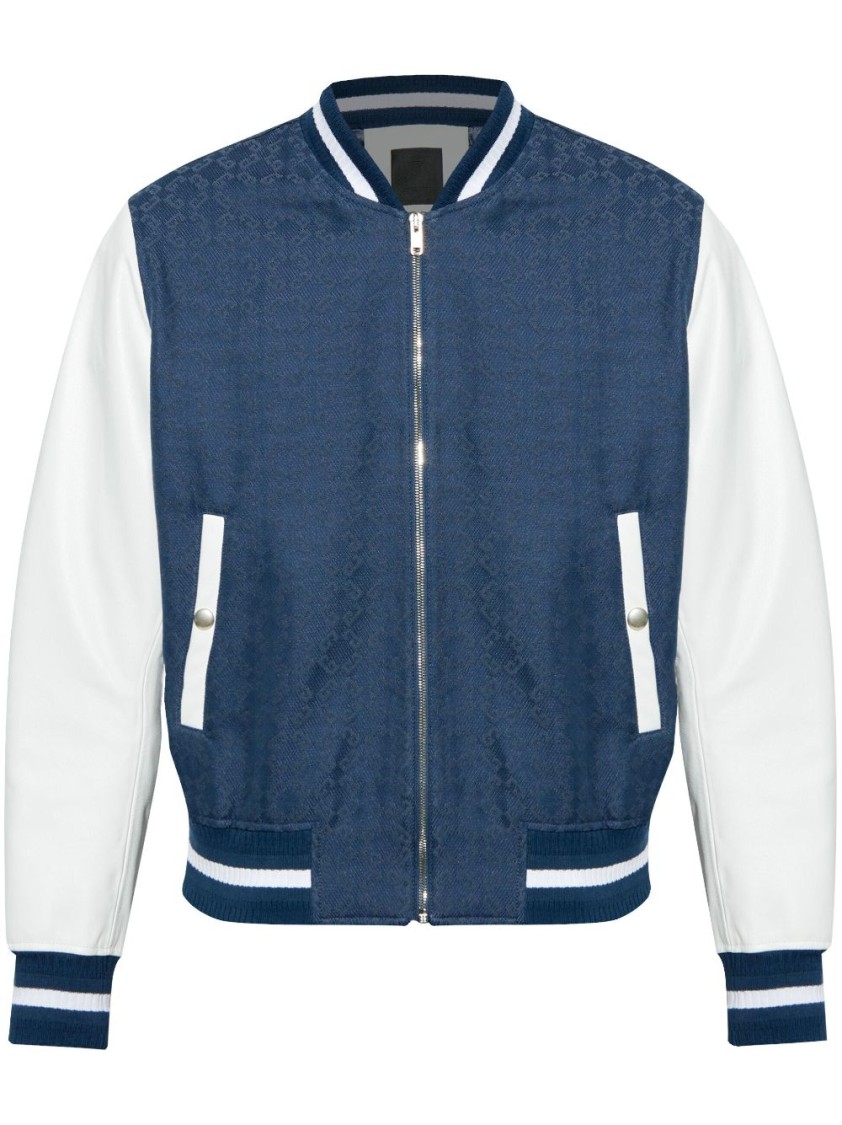 Shop Givenchy Textured Blue Parka