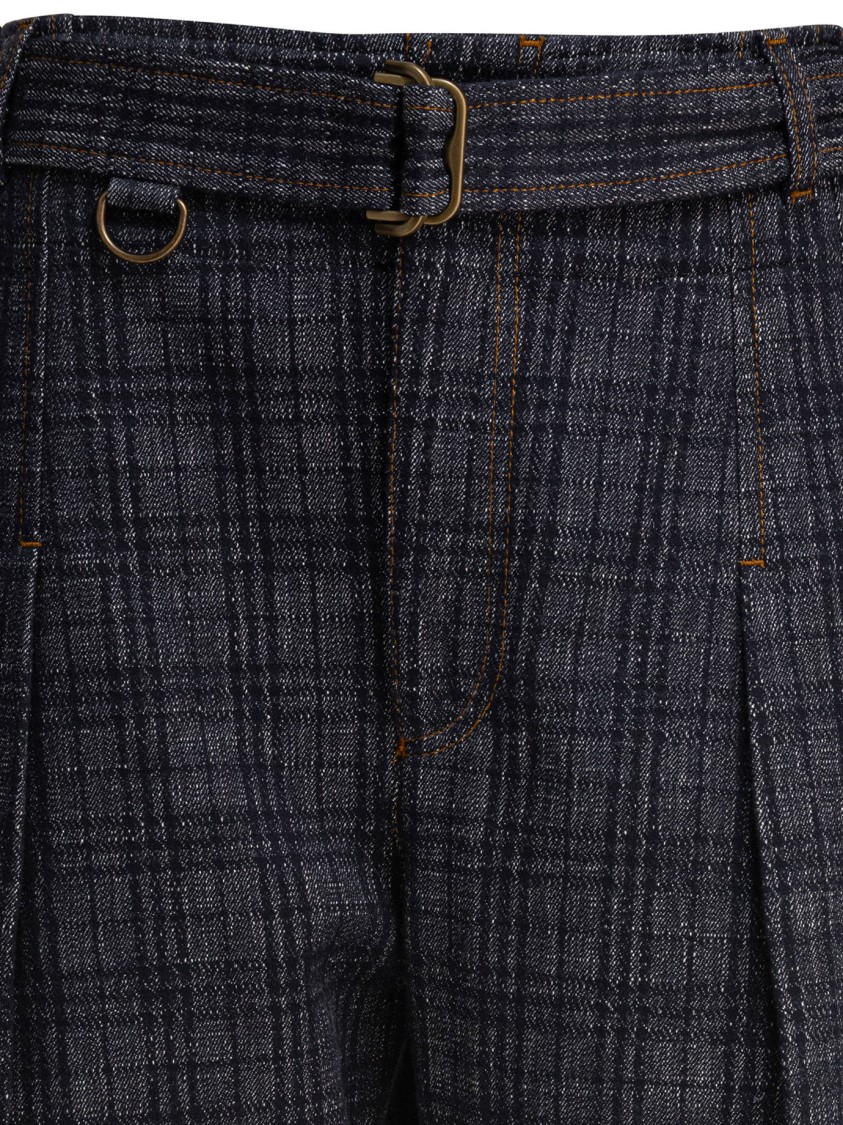 Burberry Trousers Featuring Check Pattern And Back Pocket In Blue