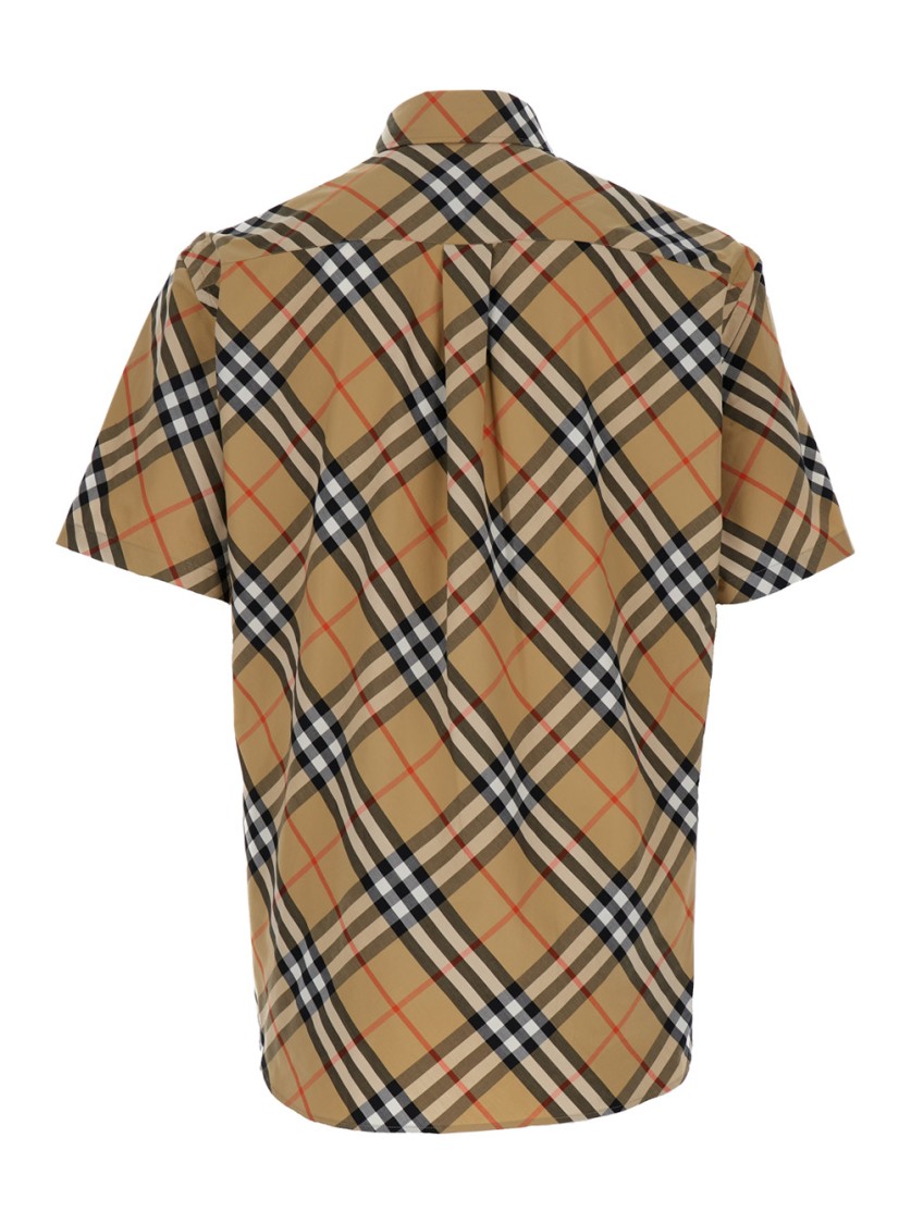 Shop Burberry Beige Shirt With Check Motif In Brown