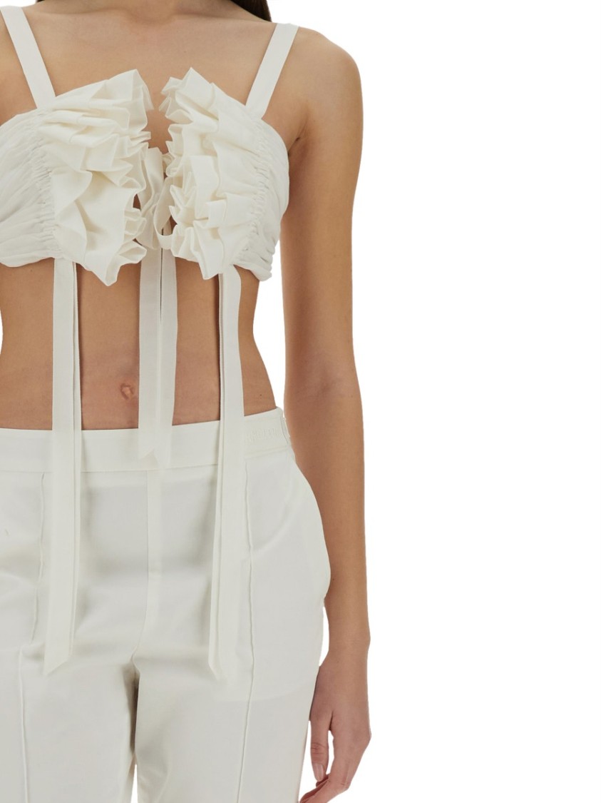 Moschino Couture Cotton And Silk Voile Crop Top In White