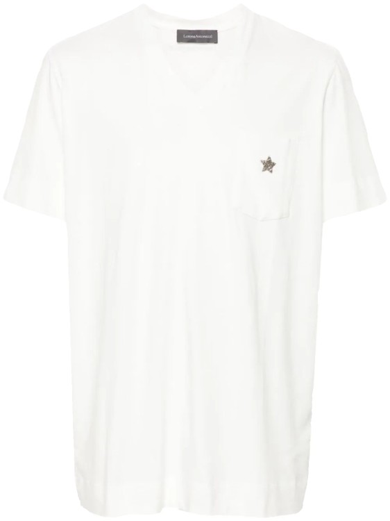 Lorena Antoniazzi Star-Patch V-Neck T-Shirt | THE LIST Lorena Antoniazzi Star-Patch V-Neck T-Shirt | THE LIST