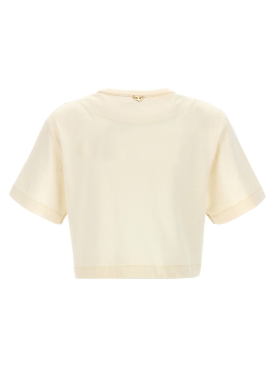 Tシャツ・カットソー Paco Rabanne Cropped Cotton Top With Shimmering l Paco Rabanne Cropped Cotton Top With Shimmering Metal