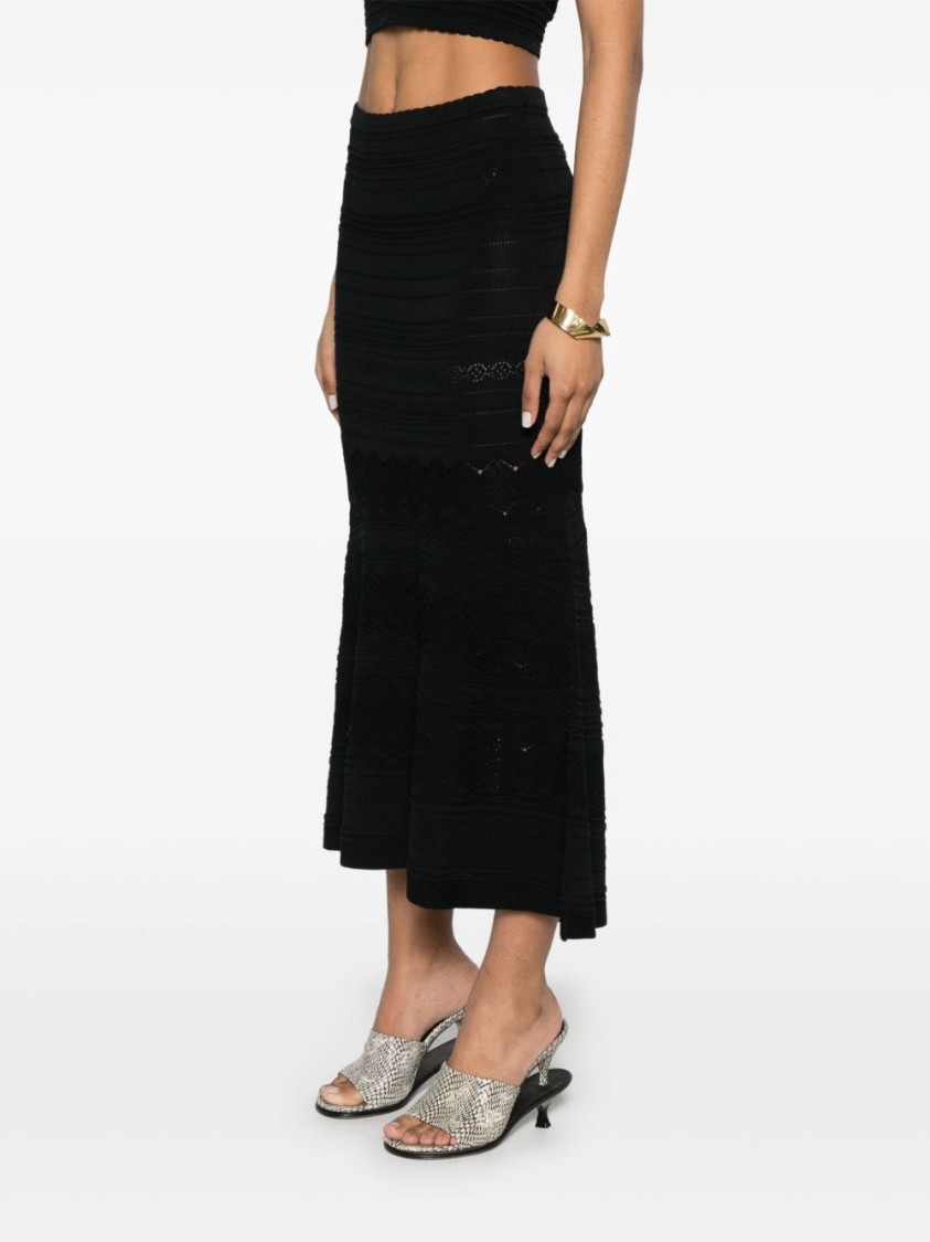 TWINSET TWIN-SET TEXTURED FLARED SKIRT IN A SOFT VISCOSE-POLYAMIDE BLEND