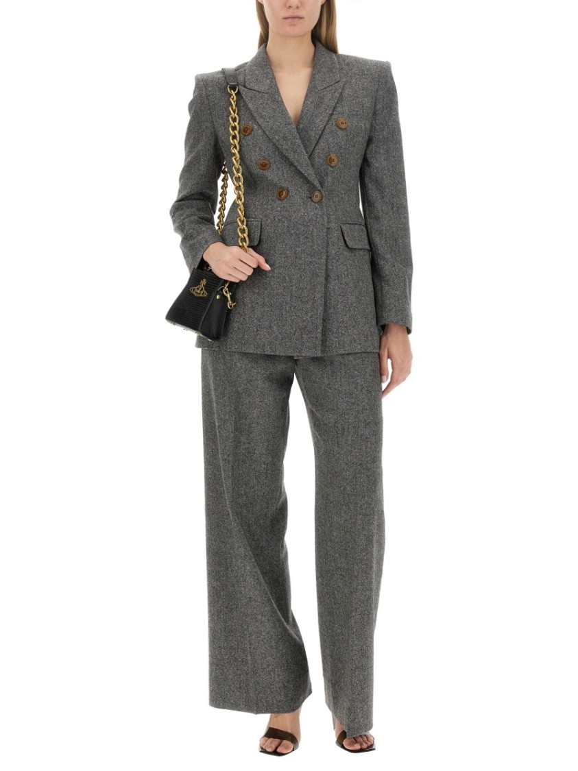 Vivienne Westwood Tailored Straight Wool Pants In Grey