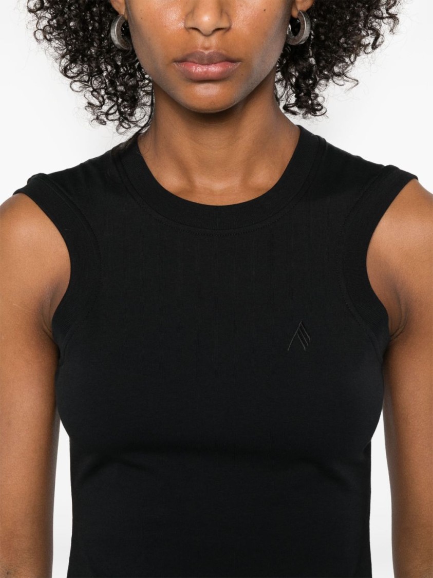 Attico Mirna Cutout Asymmetric Sleeveless Dress In Black