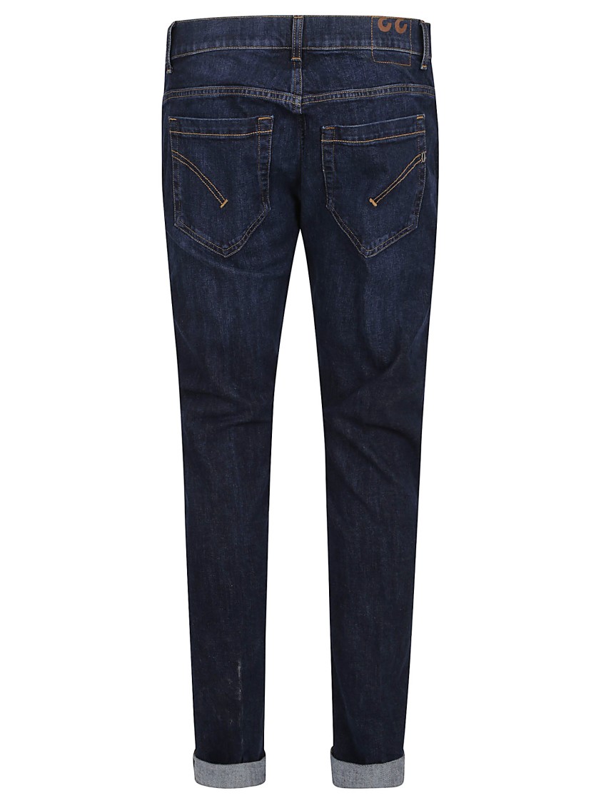 Dondup Rolled Cuffs Five-pocket Trousers With Contrast Stitching In Blue
