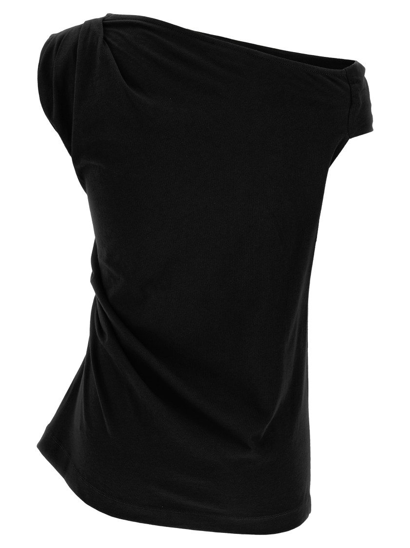 Dries Van Noten Off-the-shoulder Draped Cotton-jersey Top In Black