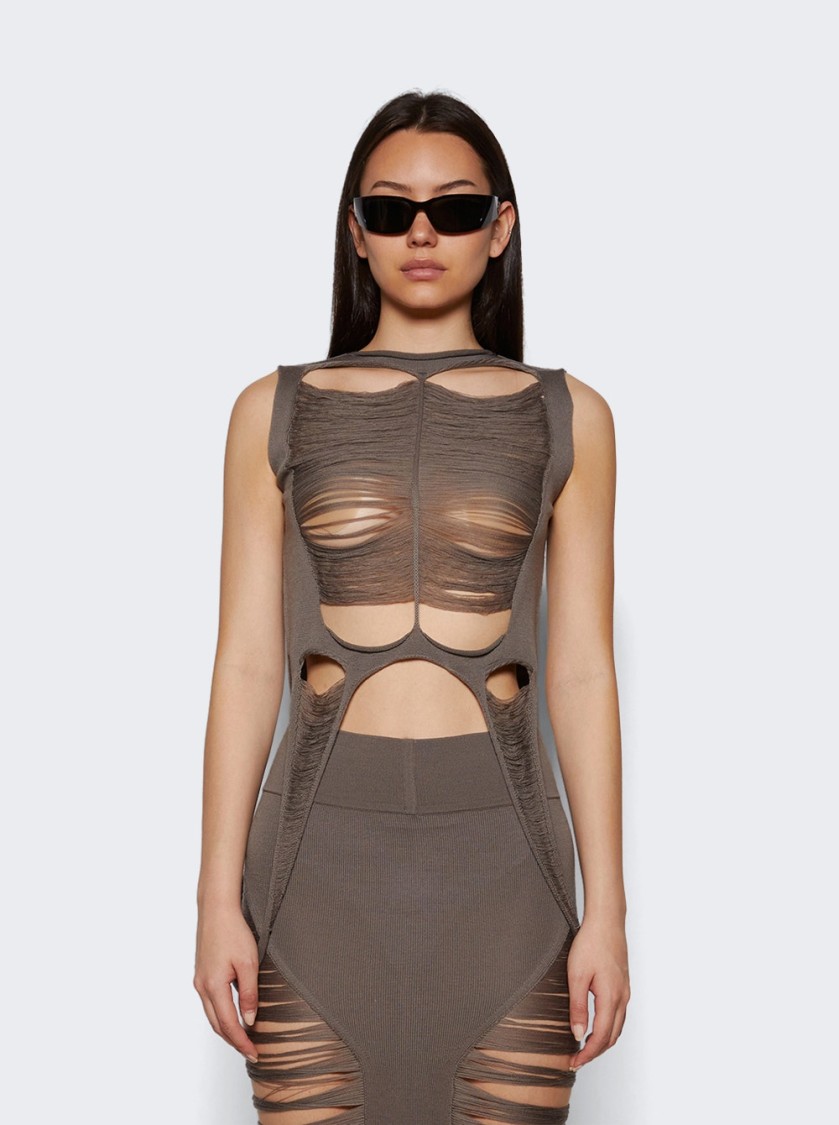 Rick Owens Gray Hollywood Tanja Tank Top In Gray