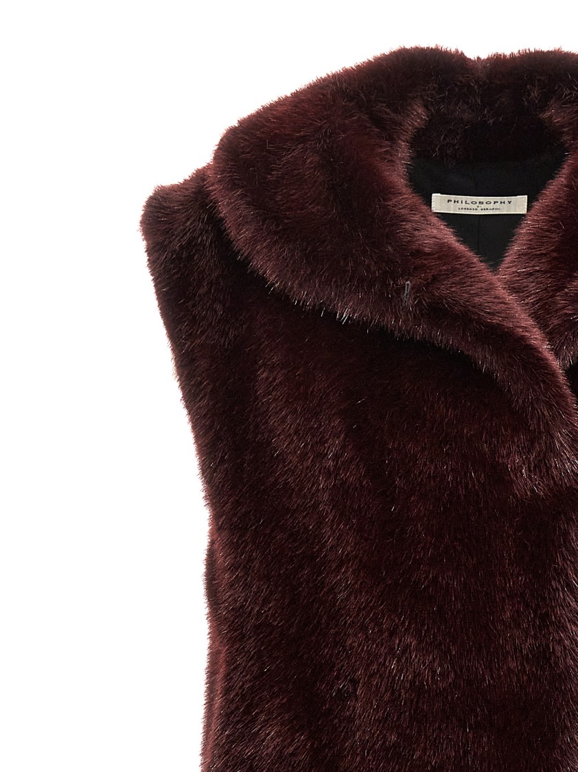 Philosophy Di Lorenzo Serafini Philosophy Extra Long Faux Fur Vest In Brown