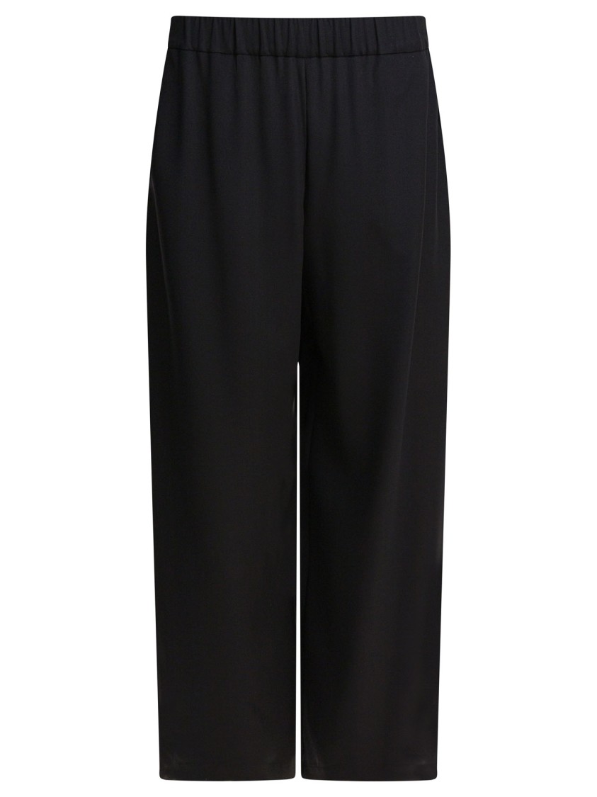 Max Mara Elastic Waistband Wide Leg Trousers In Black