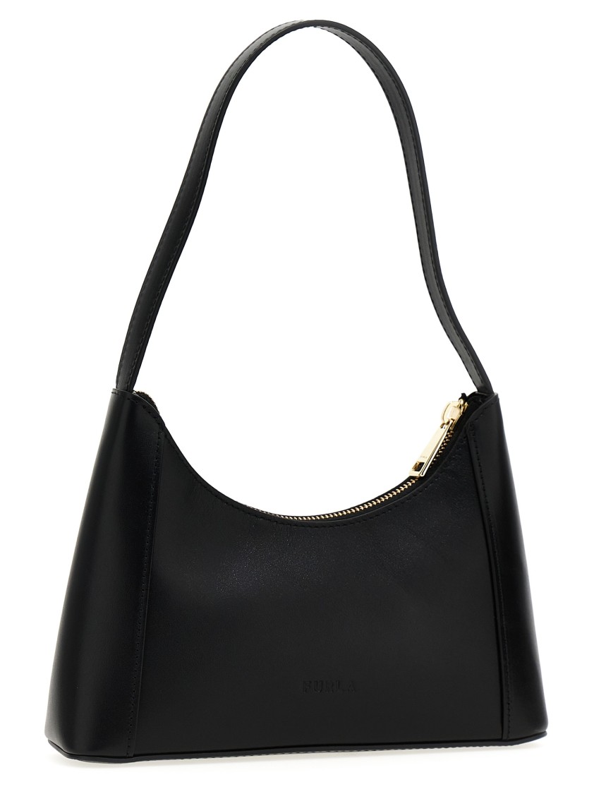 Furla Logo-plaque Leather Shoulder Bag In Black