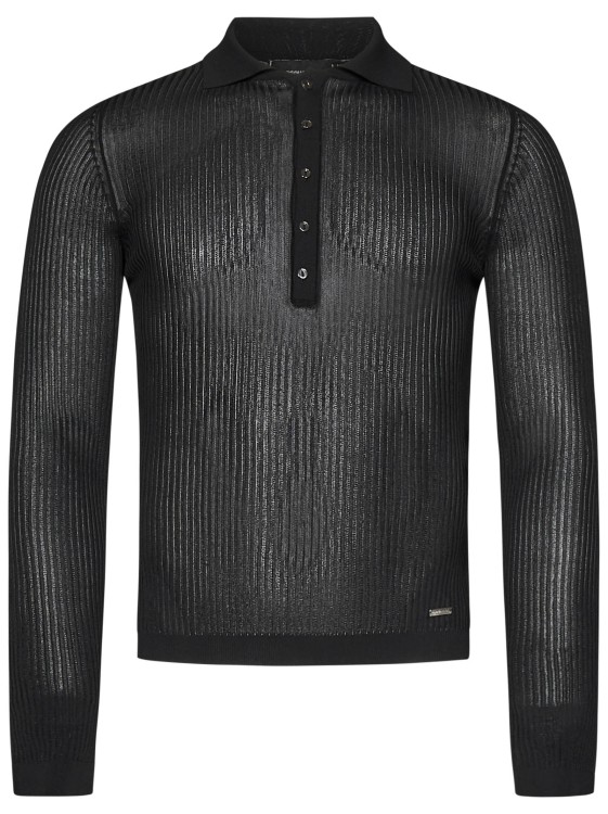 Tシャツ・カットソー Dsquared2 Ribbed Viscose Crepe Polo Shirt With Transparent Dsquared2 Ribbed Viscose Crepe Polo Shirt With Transparent