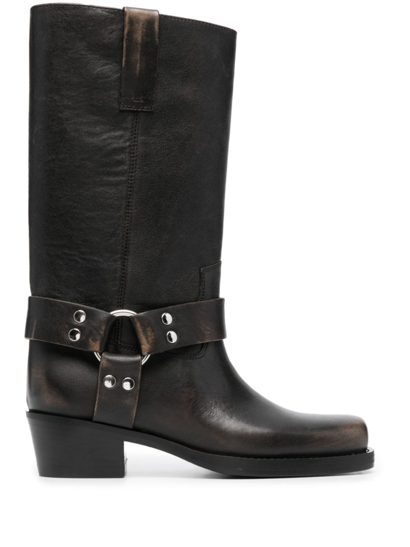 Paris Texas Black Calf Leather Roxy Boot In Black