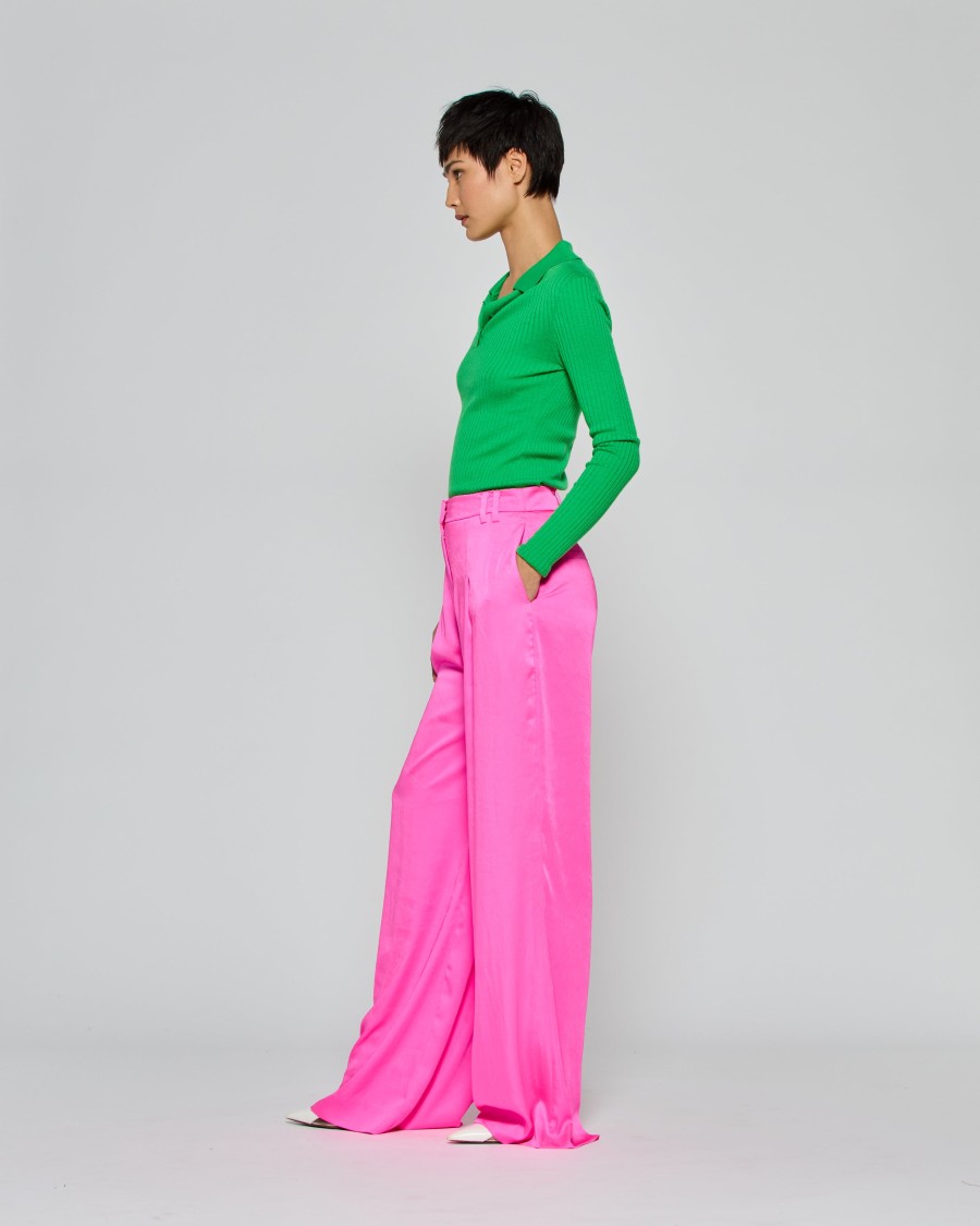 Serena Bute Crinkled Satin Wide-leg Trousers