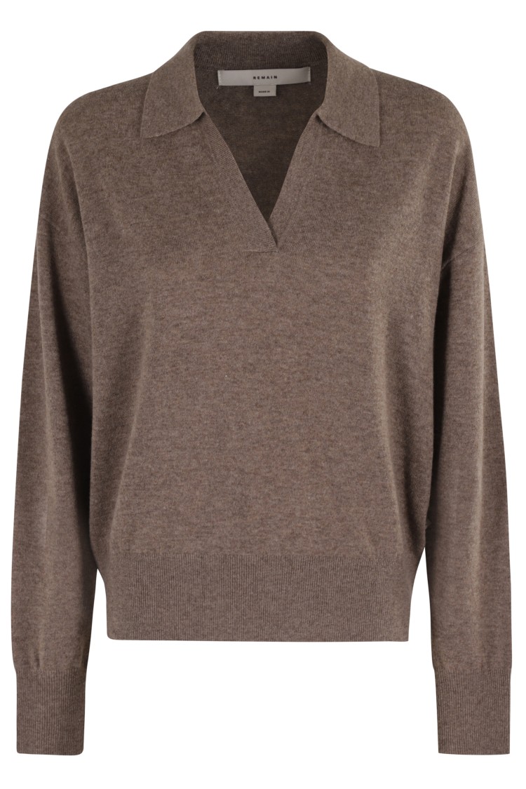 Remain Birger Christensen Remain Knit Polo Sweater In Gray
