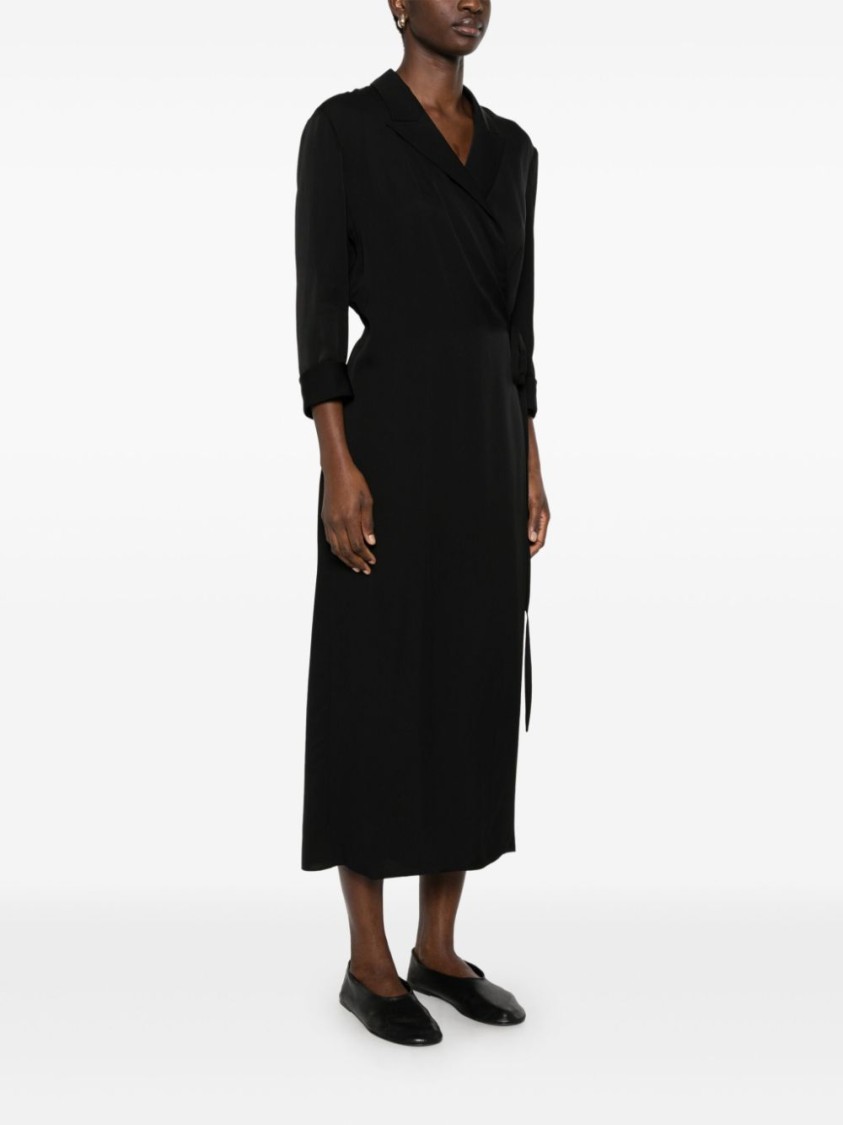 Shop Theory Wrap Design Black Silk Maxi Dress