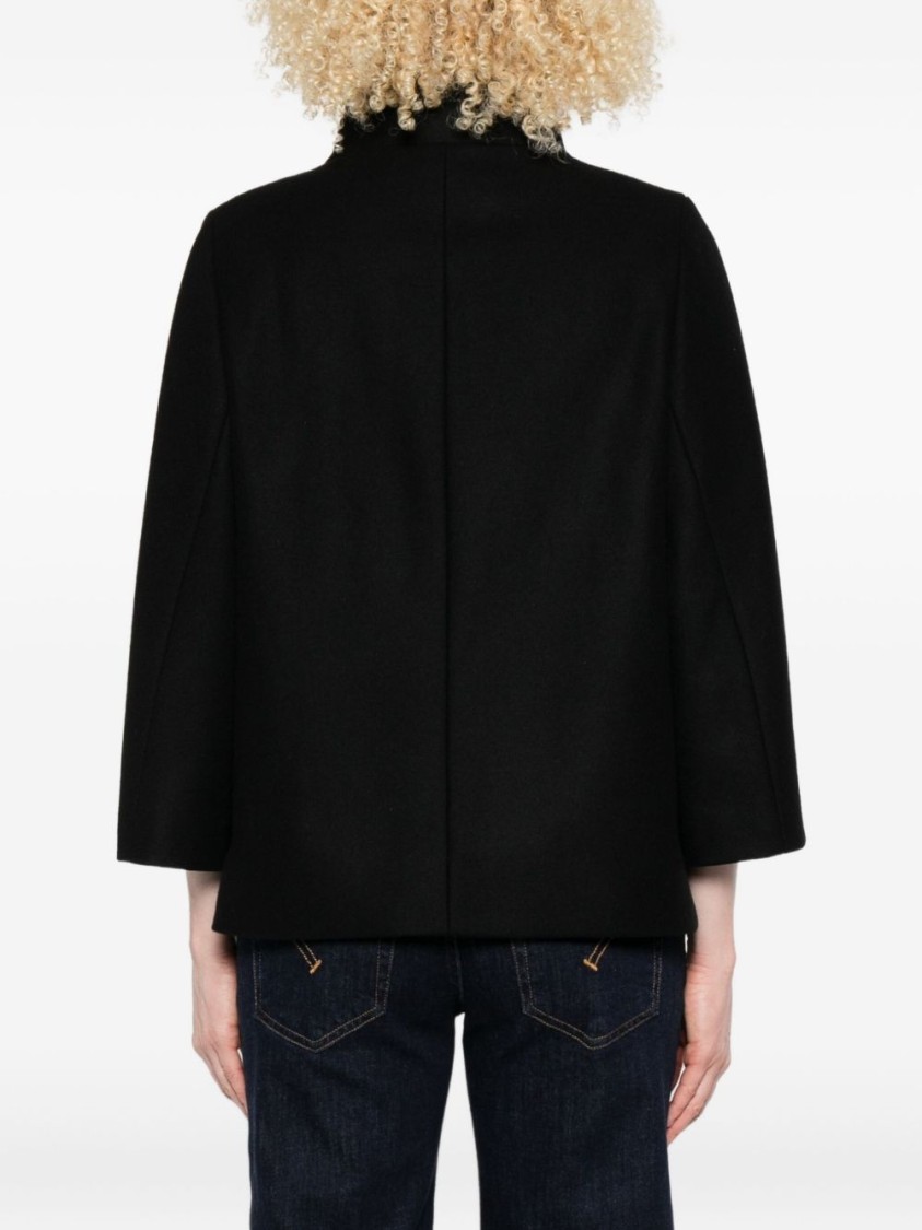 Fay Structured Black Jacket With High Collar In Black