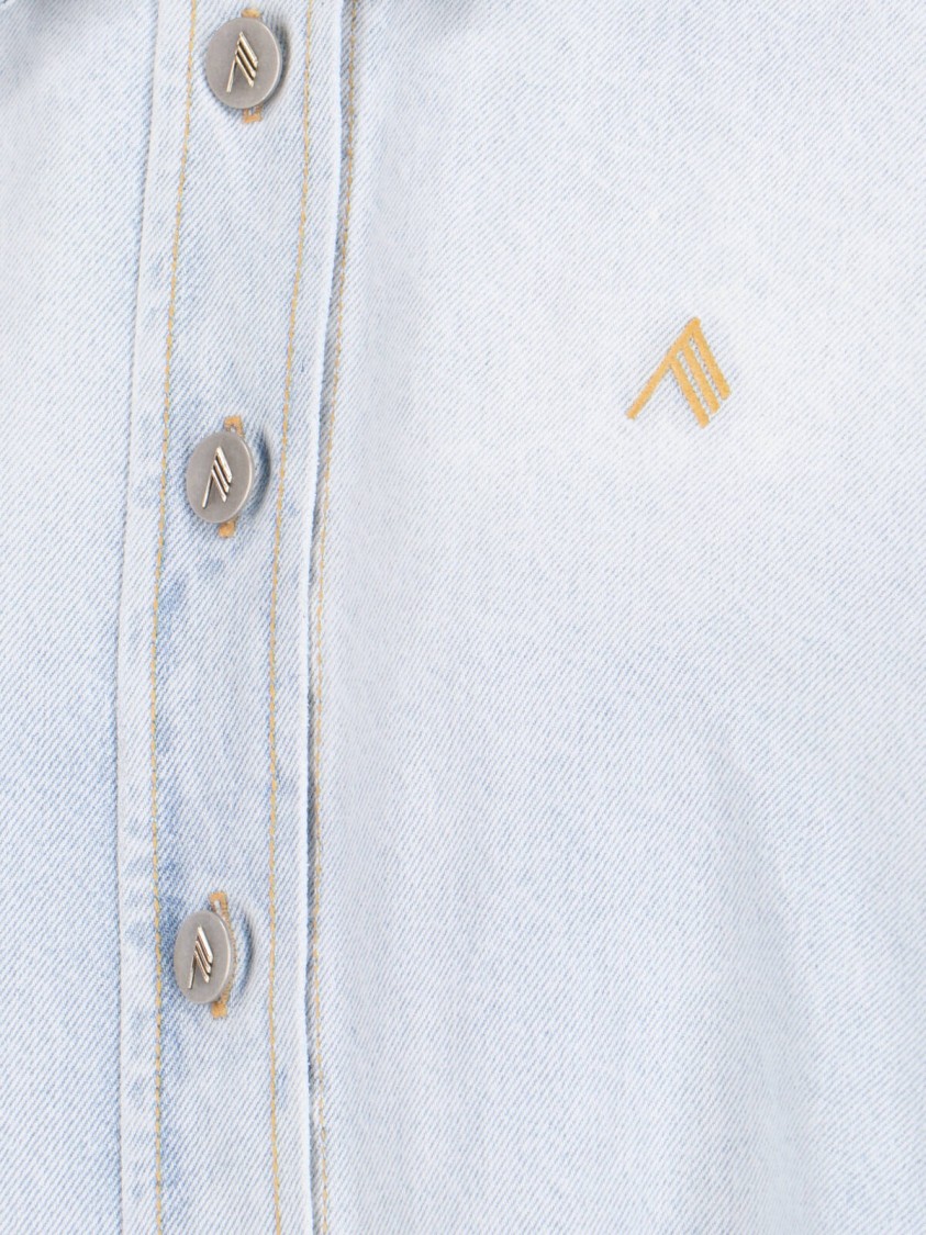 Attico Denim Overshirt With Slit Detail In Blue