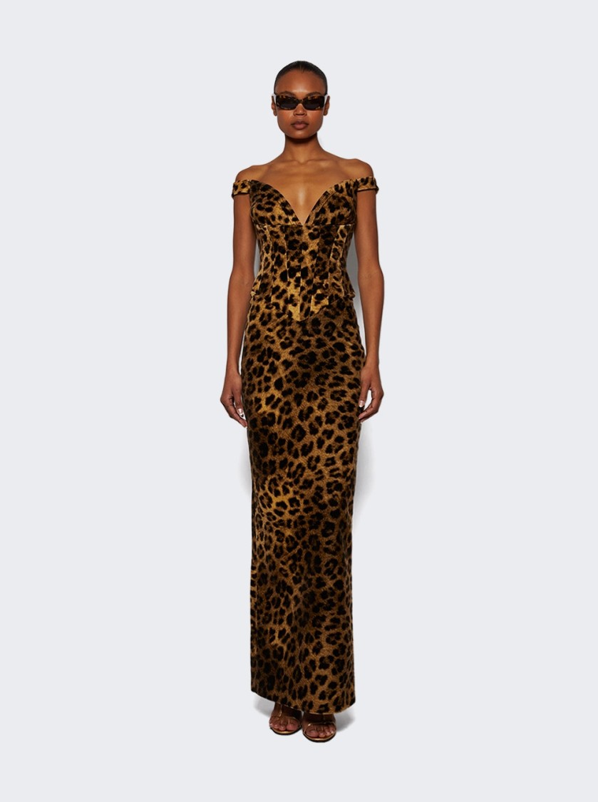 The New Arrivals By Ilkyaz Ozel Sauvage Leopard Print Shakti Cotton Dress In Brown