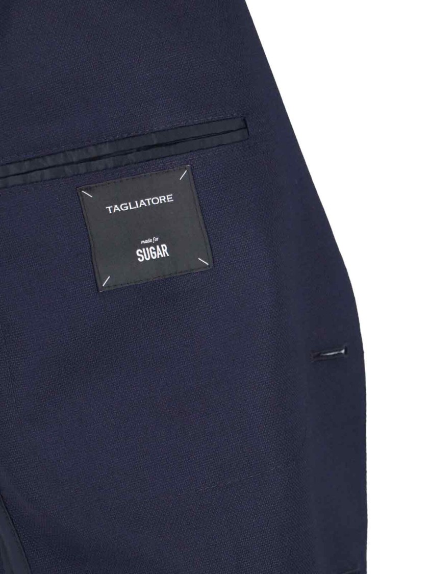 Tagliatore Montecarlo Blue Single-breasted Jacket With Notched Revers In Silk Man In Blue