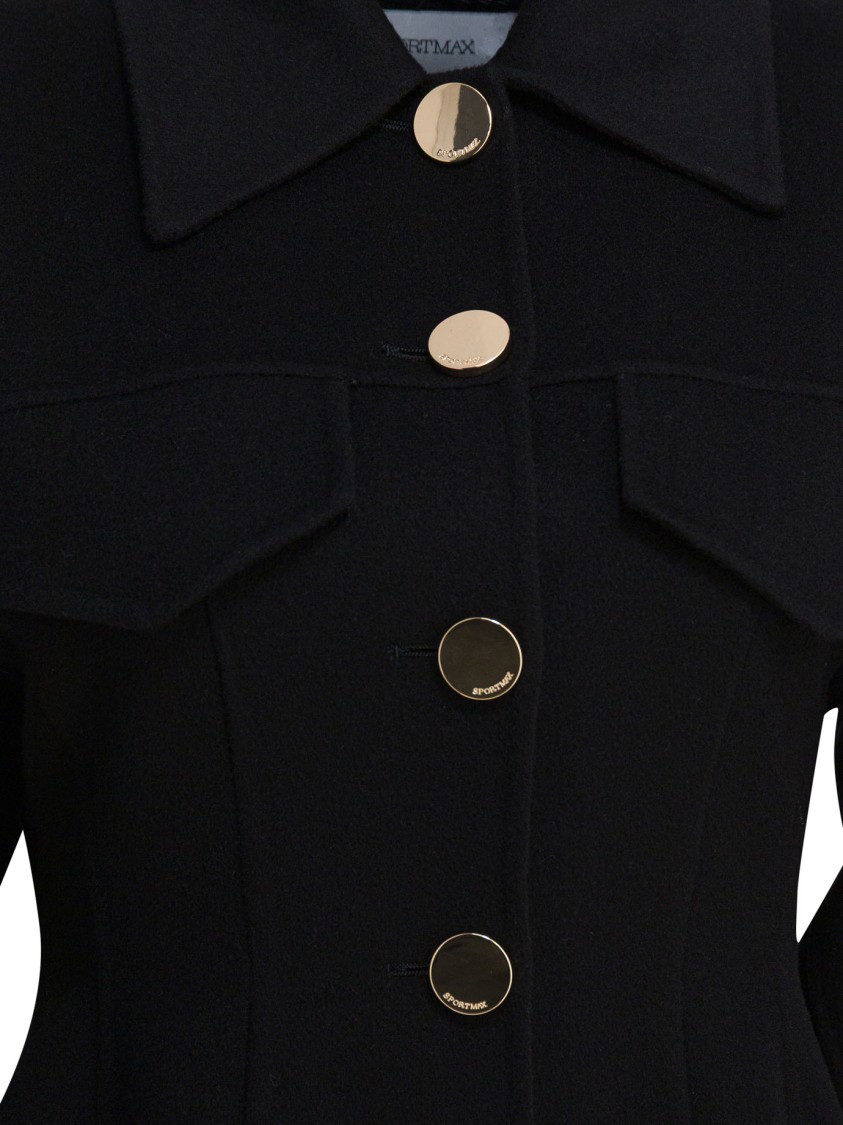 Max Mara Tailored Wool Jacket With Structured Collar In Black