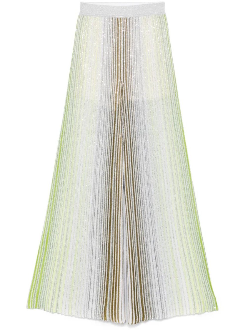 Missoni Vertical Stripe Pants With Pleated Texture In White