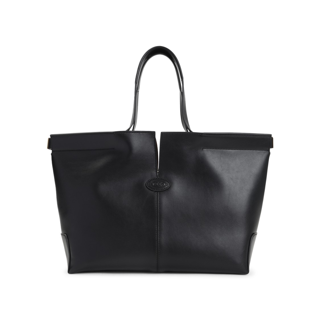 Tod's Black Leather Shoulder Bag With Structured Silhouette In Black
