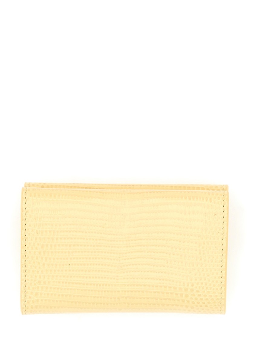 Jil Sander "baby" Textured Leather Wallet In Yellow