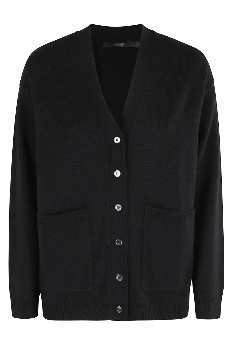 Seventy V-neck Wool And Cashmere Cardigan With Button Closure In Blue