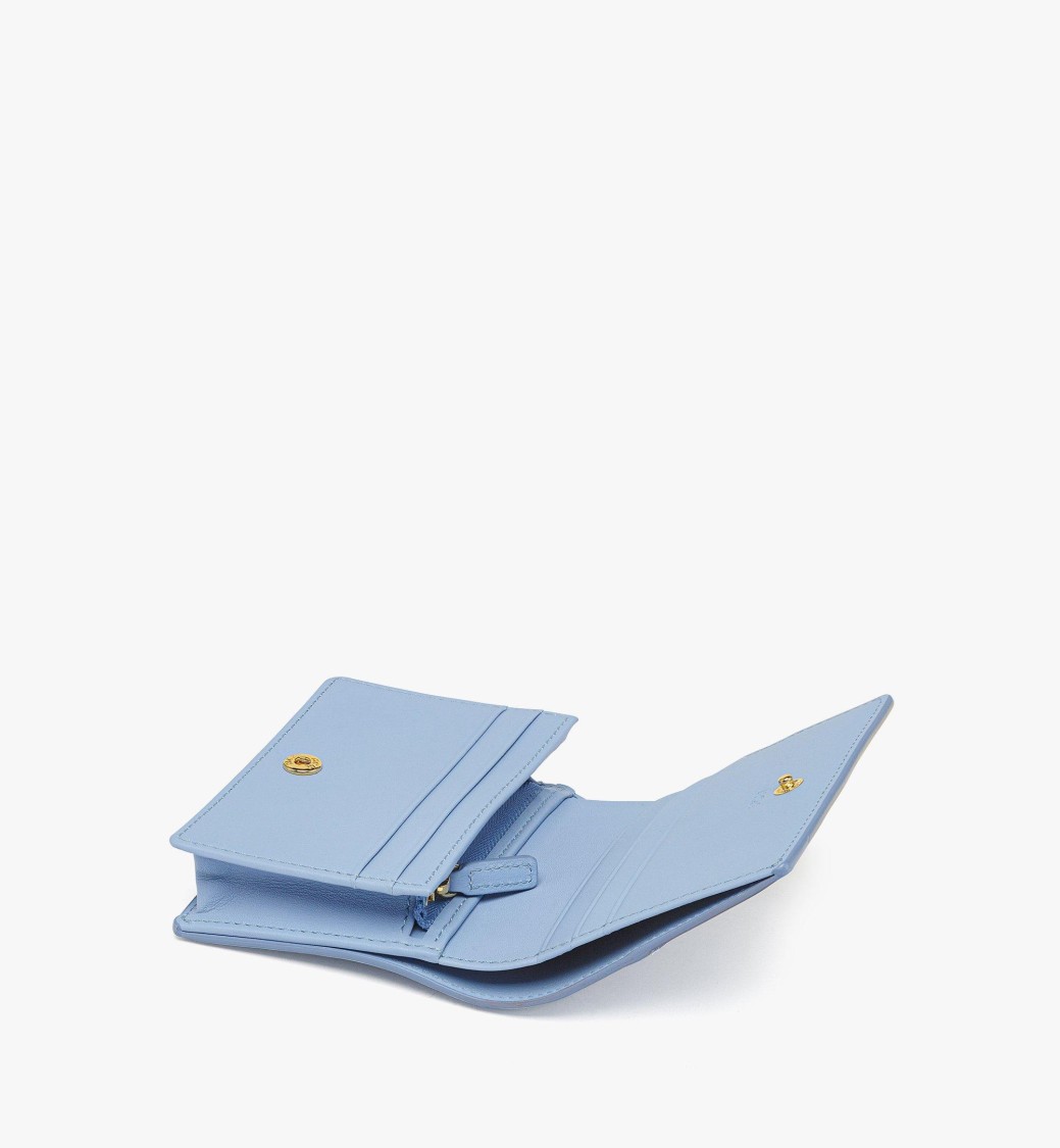 Mcm Mini Wallet With Bavarian Diamond Quilting In Blue