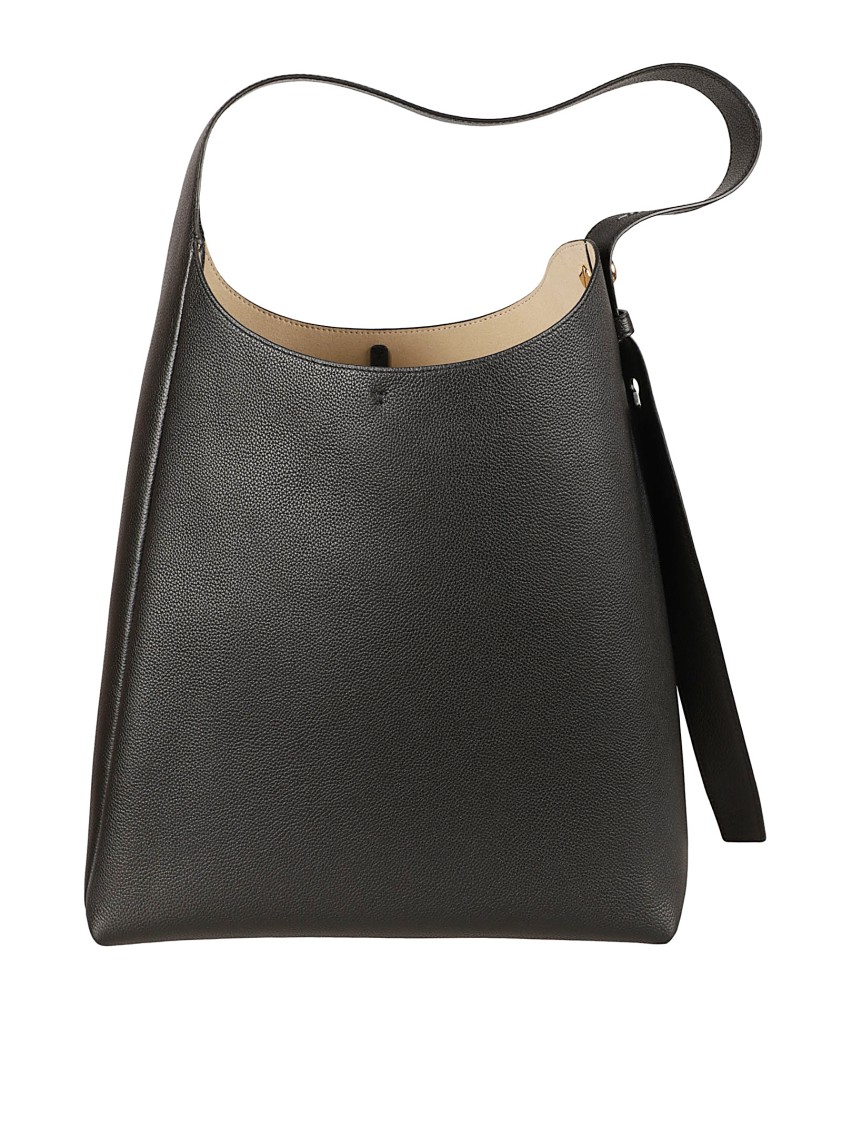 Tory Burch Structured Black Leather Shoulder Bag In Black