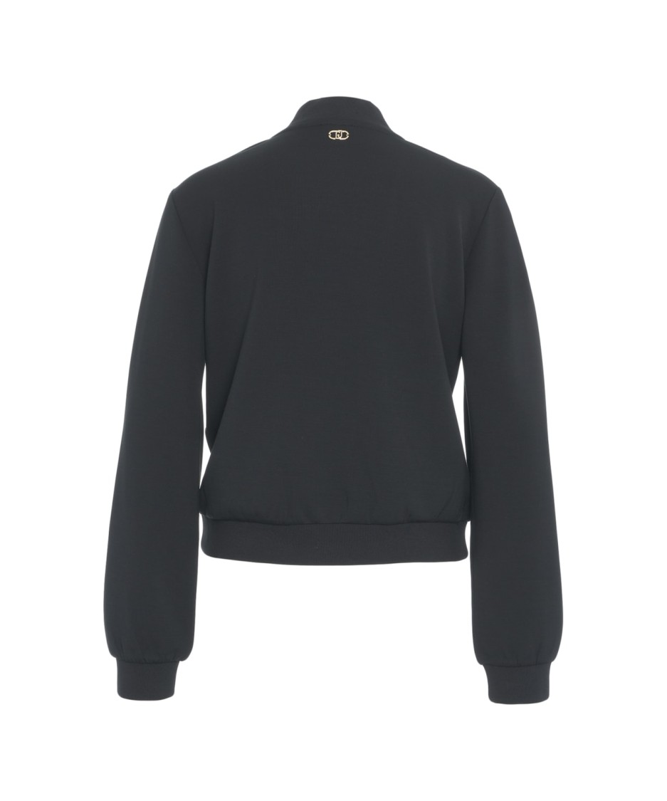 LIU •JO LIU JO CROPPED SWEATSHIRT WITH V-NECKLINE AND BUTTON ACCENTS