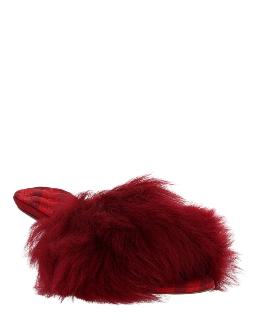 Burberry Minnie 65mm Heel Open-toe Shearling Sandals In Red
