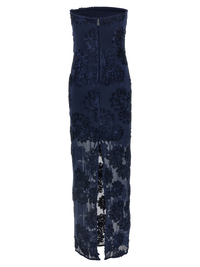 Rotate Birger Christensen 3d Mesh Maxi Dress In Blue