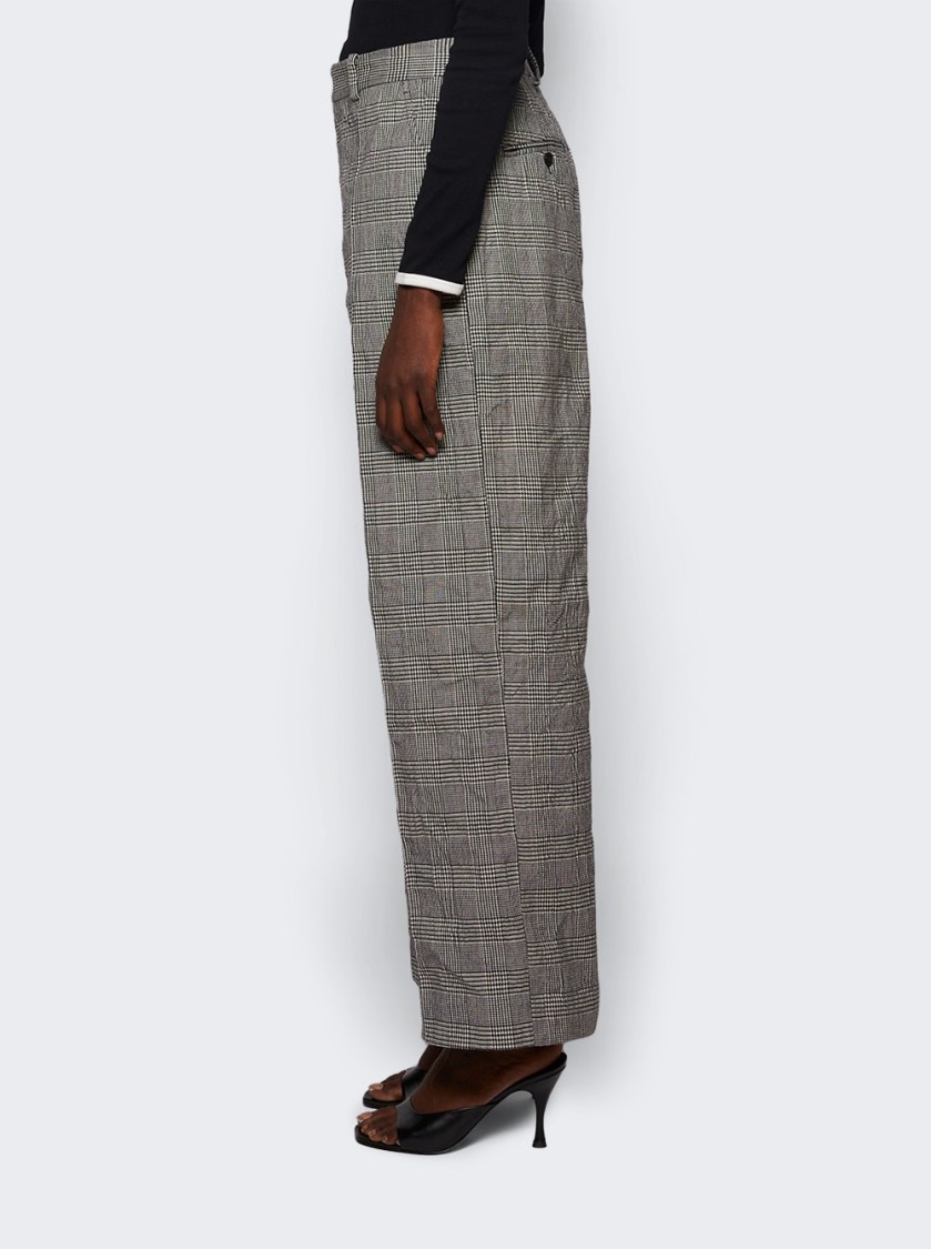 Vetements Metalized Wrinkled Tailored Pants Grey Check In Grey