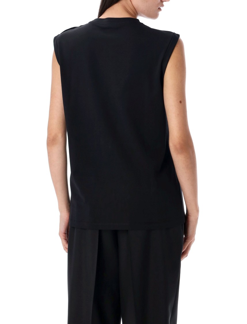 Balmain Black Crewneck T-shirt With Logo Print And Golden Buttons In Black