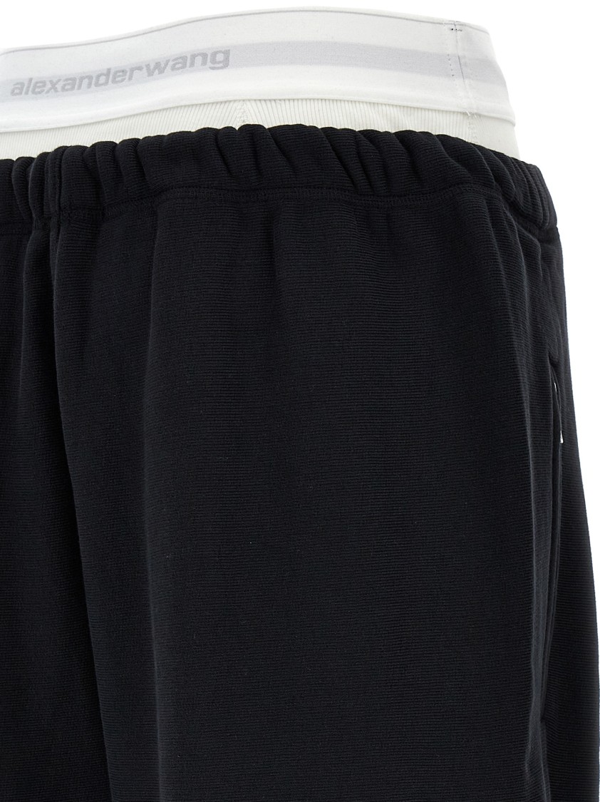 Alexander Wang T T By Alexander Wang Wide Leg Logo Elastic Jogging In Black