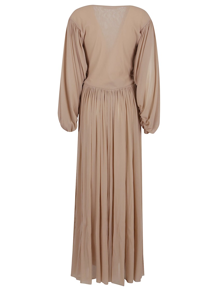 Shop Philosophy Di Lorenzo Serafini Light Beige Maxi Dress With Balloon Sleeves