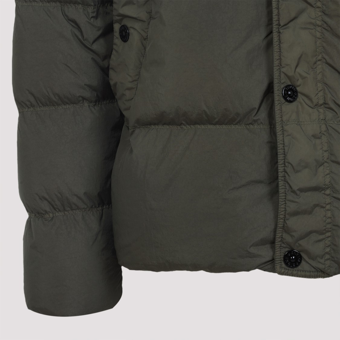 Stone Island Quilted Nylon Jacket Hidden Elements In Green